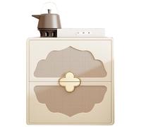 Mesita de Noche China Vintage de ratán, de Madera Maciza, Estilo Mediados de Siglo, Armario de Almacenamiento for Dormitorio, Estilo Posada, diseño de Dos cajones(F,45cm(17.7in))