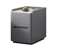 Mesita de noche compacta con 2 cajones, mesita de noche que ahorra espacio para dormitorios pequeños o salas de estar