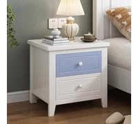 Mesita de noche compacta con cajón de almacenamiento, diseño que ahorra espacio, rieles de hardware duraderos, patas altas para una fácil limpieza, ideal para espacios pequeños