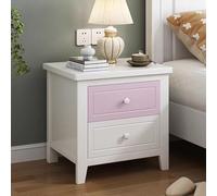 Mesita de noche compacta con cajones de almacenamiento, diseño que ahorra espacio, rieles de hardware para mayor durabilidad, patas altas para una fácil limpieza, ideal para organización de dormitorio