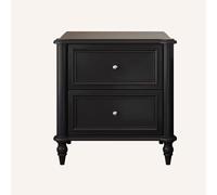Mesita De Noche Compacta Con Cajones, Mesita De Noche De Madera,Esquinas Redondeadas, No Requiere Montaje, Adecuada for Dormitorios En Todo Tipo De Propiedades(Black,50CM/19.7IN_TWO DRAWERS)