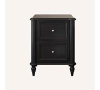 Mesita De Noche Compacta Con Cajones, Mesita De Noche De Madera,Esquinas Redondeadas, No Requiere Montaje, Adecuada for Dormitorios En Todo Tipo De Propiedades(Black,40CM/15.7IN_TWO DRAWERS)