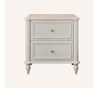 Mesita De Noche Compacta Con Cajones, Mesita De Noche De Madera,Esquinas Redondeadas, No Requiere Montaje, Adecuada for Dormitorios En Todo Tipo De Propiedades(White,50CM/19.7IN_TWO DRAWERS)