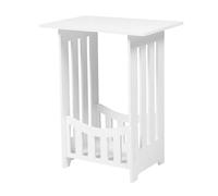 Mesita de noche compacta tallada hueca, pequeña mesa auxiliar para dormitorio y sala de estar, mesita de noche que ahorra espacio con estante inferior para almacenamiento de lámparas y libros, ideal