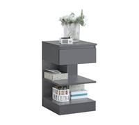 SoBuy Mesita de Noche con 1 cajón y 2 estantes, Mesa Auxiliar, Moderna Mesa de Noche Dormitorio, 39 x 39 x 65 cm, Gris, FBT49-HG