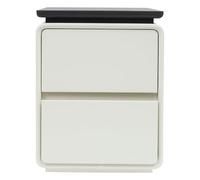 Mesita de noche con 2 cajones, cómoda de noche moderna de madera maciza y piel sintética, mesita de noche para dormitorio, mesa auxiliar, mesita de noche rectangular, silenciosa, 40×40×50 cm (beige+