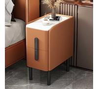 Mesita de noche con 2 cajones deslizantes, diseño estrecho que ahorra espacio para dormitorios modernos