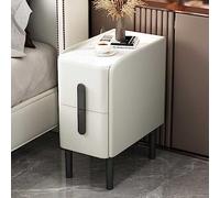 Mesita de noche con 2 cajones deslizantes, diseño estrecho que ahorra espacio para dormitorios modernos