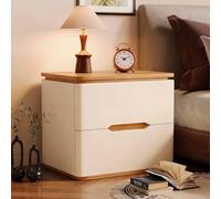 Mesita de noche con 2 cajones: estructura de madera maciza, piel sintética resistente a los arañazos, superficie de nogal. Perfecta for dormitorios pequeños. Almacenamiento junto a la cama.(C,40cm)