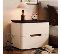 Mesita de noche con 2 cajones: estructura de madera maciza, piel sintética resistente a los arañazos, superficie de nogal. Perfecta for dormitorios pequeños. Almacenamiento junto a la cama.(B,40cm)