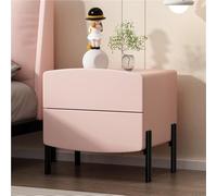 Mesita de noche con 2 cajones, marco de madera maciza, diseño de arco de media luna, almacenamiento elevado para el hogar, ideal para sala de estar