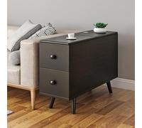 Mesita de noche con 2 cajones, mesa de centro estable con gestión de cables, mesa auxiliar multifuncional para dormitorio, sala de estar, oficina