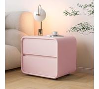 Mesita de noche con 2 cajones, moderna piel sintética y marco de madera, mesa auxiliar minimalista para almacenamiento de dormitorio y sala de estar, no requiere montaje