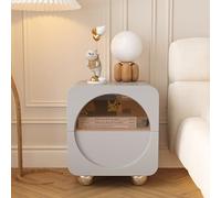 Mesita de noche con 2 cajones, solución de almacenamiento compacta para dormitorio, oficina y dormitorio, mesa auxiliar que ahorra espacio