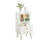 Mesita de noche con 2 cajones y 4 compartimentos mesa auxiliar mesita para salón comedor blanco fbt100-w sobuy 43 cm