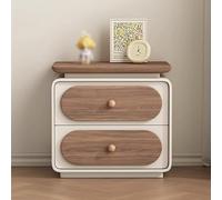 Mesita de noche con 2 puertas, 50 cm de alto, montaje sin herramientas, piel de dormitorio, se adapta a todas las camas, color blanco y nogal, mesita de noche moderna para dormitorio