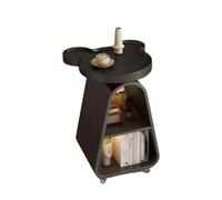Mesita De Noche con Almacenamiento,Mesa De Té Móvil/Armario con 3 Estantes Abiertos,Equipada con Ruedas,Capacidad De Peso De 50 Kg,Adecuada For Espacios Pequeños(Black)