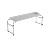 Mesita De Noche con Almacenamiento,Mesa Móvil sobre Cama con Almacenamiento Abierto,con Altura Y Ancho Ajustables,Equipada con Cuatro Ruedas(White)