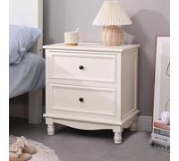 Mesita De Noche con Cajón, Mesita De Noche Alta, Mesitas De Noche De Mediados De Siglo con Estante De Almacenamiento Abierto, Mesita De Noche De Madera Para Sofá De Sala De Estar De Dormitorio(Ivory,5