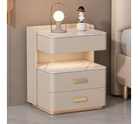 Mesita de noche con cajón, mesita de noche de madera maciza con luz, mesa auxiliar de madera de estilo nórdico para dormitorio