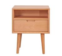 Mesita De Noche con Cajones De Madera, Mesa Auxiliar para Dormitorio con Patas De Madera Maciza, Mesita De Noche Alta para Sala De Estar, Dormitorio, Oficina, Espacios Pequeños(Wood Color)