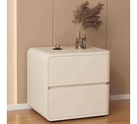 Mesita de noche con cajones dobles, esquinas redondeadas, no requiere montaje, ideal para dormitorio, sala de estar u oficina