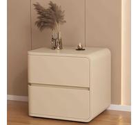 Mesita de noche con cajones dobles, esquinas redondeadas, no requiere montaje, ideal para dormitorio, sala de estar u oficina