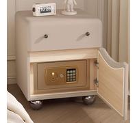 Mesita de noche con cajones, mesita de noche de madera con panel de vidrio templado, gran capacidad, cajón de madera maciza, diseño seguro oculto, fácil montaje para oficina o dormitorio