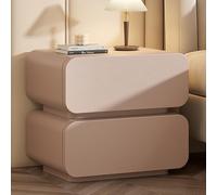 Mesita de noche con cajones, mesita de noche rústica para dormitorio y sala de estar, mesa auxiliar de madera con 2 cajones de almacenamiento y estante abierto, marrón, 45 x 40 x 50 cm