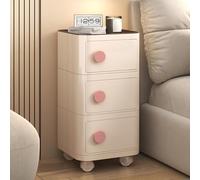 Mesita de noche con cajones sobre ruedas, mesita de noche compacta para espacios pequeños, diseño extraíble