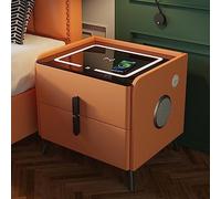Mesita de noche con carga inalámbrica, altavoz Bluetooth, luces LED y cajones de almacenamiento para una comodidad moderna del dormitorio
