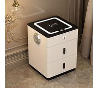 Mesita de noche con carga inalámbrica, luces LED y puertos USB para una comodidad moderna de dormitorio