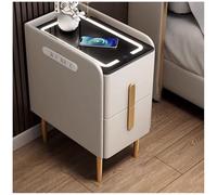 Mesita de noche con carga inalámbrica y luces LED para una comodidad moderna en el dormitorio