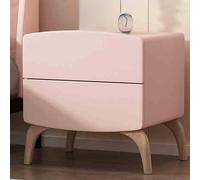 Mesita de noche con diseño de arco de media luna con diseño sin asas y rieles deslizantes silenciosos, mesita de noche rosa con dos cajones de gran capacidad a prueba de polvo