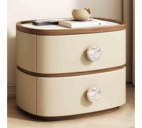 Mesita de noche con diseño de borde más alto, dos cajones de gran capacidad, estable de pie, mesita de noche para dormitorio/sala de estar, color marrón