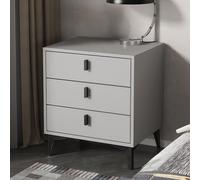 Mesita De Noche Con Dos Cajones, Acabado Sin Laca, Tiradores De Aleación De Aluminio, Diseño Elegante Y Versátil, Varios Estilos Disponibles, Perfecta For Dormitorios(Light Gray,Three40cm/15.7in)