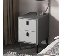Mesita De Noche Con Dos Cajones, Acabado Sin Laca, Tiradores De Aleación De Aluminio, Diseño Elegante Y Versátil, Varios Estilos Disponibles, Perfecta For Dormitorios(Dark Gray,Two40cm/15.7in)