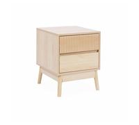 Mesita de noche con efecto madera, 2 cajones, linear, madera clara, 40x39x48 cm