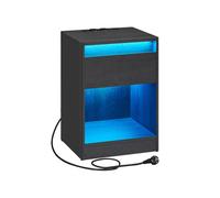 Mesita de Noche con Estación de Carga Negro Ceniza