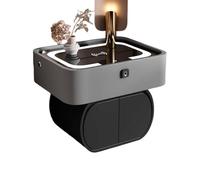 Mesita De Noche con Estación De Carga Y Luz LED, Mesita De Noche Inteligente con Cerradura De Contraseña, Luces De 3 Colores Ajustables, Mesa Auxiliar De 2 Cajones(C,50cm)