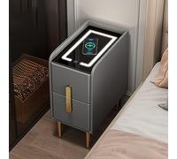 Mesita de noche con iluminación ajustable y carga inalámbrica, mesita de noche que ahorra espacio para dormitorio y sala de estar