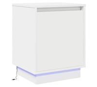 Mesita de noche con luces blancas 39 x 34,5 x 50 cm - Mesa auxiliar moderna con iluminación de bajo consumo para dormitorio y salón