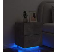 Mesita de noche con luces LED madera ingeniería gris hormigón