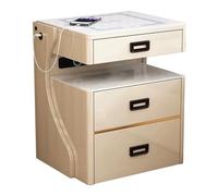 Mesita de noche con puertos USB y altavoz, luces LED, mesa auxiliar de dormitorio de 3 cajones, estación de carga para muebles de dormitorio