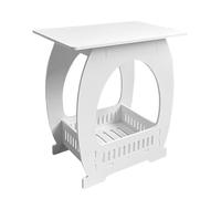 Mesita De Noche Contemporánea - Elegante Mesa De Café Con Acabado Blanco, Compacta Con Soporte Inferior | Mesas De Asamblea Minimalista Seguras De Larga Duración Para Muebles De Estudio