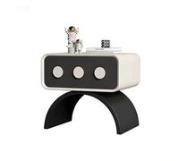 Mesita de Noche Curvada de Estilo Vintage con cajón, Mueble Decorativo Ideal para organizar la habitación de los Adolescentes(White,(16 * 16 * 19in))