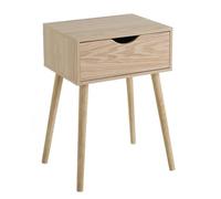 LOLAhome Mesita de Noche de 1 cajón Beige de Madera MDF de 40x30x57 cm