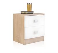 Mesita de noche de 2 cajones 39,5x33,5 cm Kamik Roble Nordico - Blanco