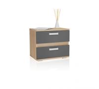 duehome | Mesita de Noche, Mesilla de Dormitorio, Modelo Ataneq, Acabado en Color Cambrian y Grafito, Medidas: 60 cm (Largo) x 40 cm (Fondo) x 50 cm (Alto)