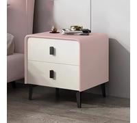 Mesita de noche de 2 cajones con toboganes silenciosos y patas de acero al carbono, ideal para decoración de dormitorio, fácil de limpiar